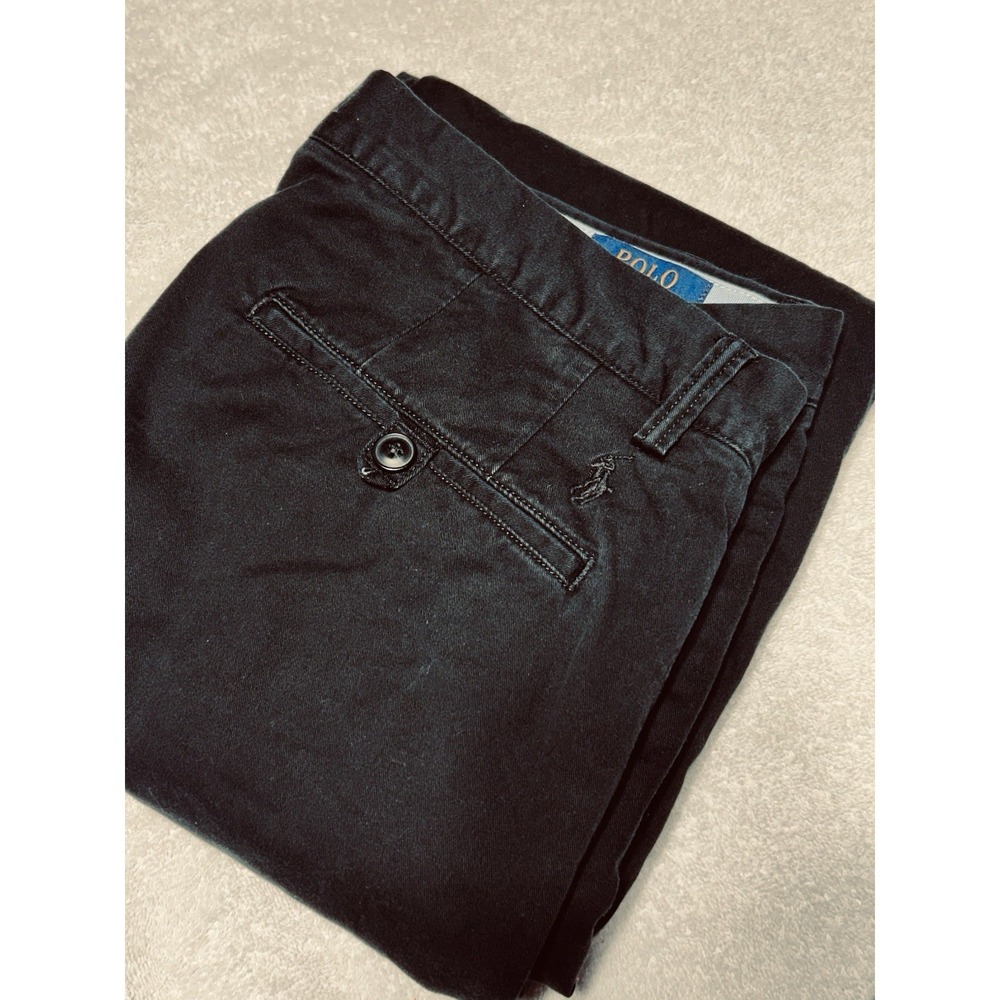 POLO Ralph Lauren Men's Chino Pants Stretch Slim Fit Flat Front 34x34 Black Pony